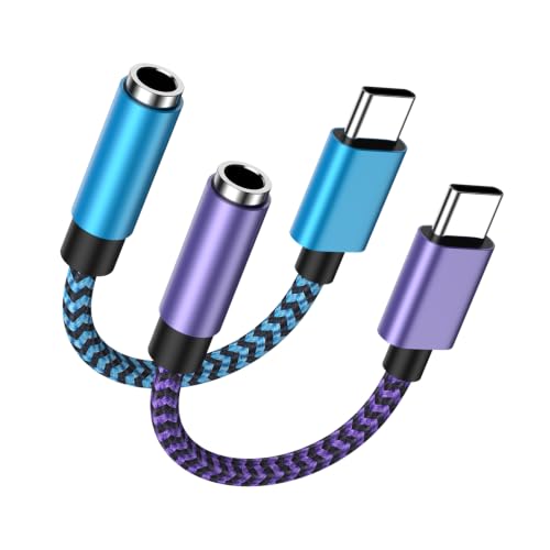 USB C to 3.5mm Headphone Jack Adapter USBC to Audio Aux Cord Dongle Adapter - color: Purple