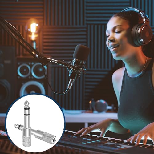 MECCANIXITY 4Pcs TRS6.35mm Male to 3.5mm Female 1/4" Plug to 1/8" Silver | Stereo Headphone Adapter, Jack, Audio Converter, Nickel Plated, for Guitars Speakers Computers Signal Conversion