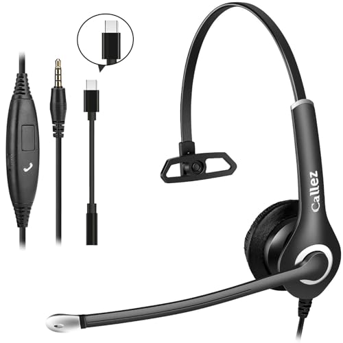 Callez Wired Computer Headset 3.5mm/USB-C Headset with Mic Noise Cancelling