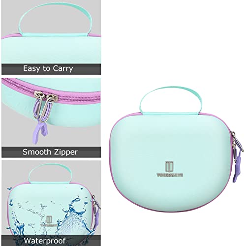 Tourmate Hard Travel Case for Riwbox CT-7 CT-7S / iClever HS01 / FosPower Cat Ear LED Light Kids Wireless Headphones, Protective Carrying Storage Bag (Purple&Green Box for Sale) - color: Purple&Green