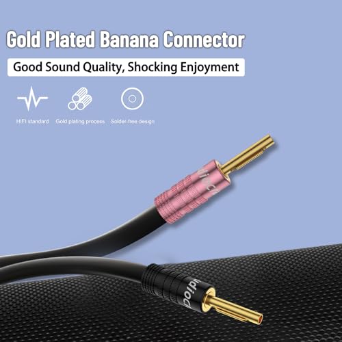 Tertullus 8 Pcs Spring Pin Banana Plug Gold Glated SpeakerConnector Banana Clips for Speaker Wire(4 Pink+4Black) - size: pinkblack-plug