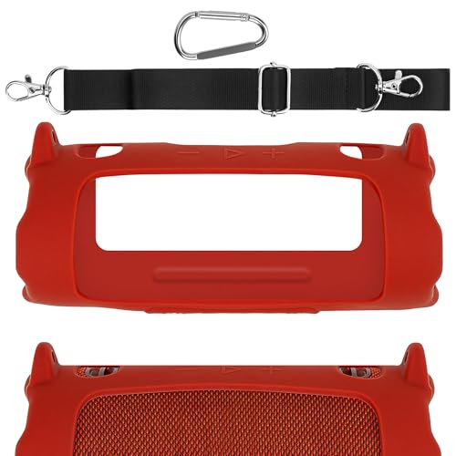Geekria Silicone Case Compatible with JBL Charge 6, Lightweight Shockproof Speaker Cover with Shoulder Strap, Anti-Slip Protective Sleeve for Travel, Beach, Camping & Everyday Use (Red) - color: Red