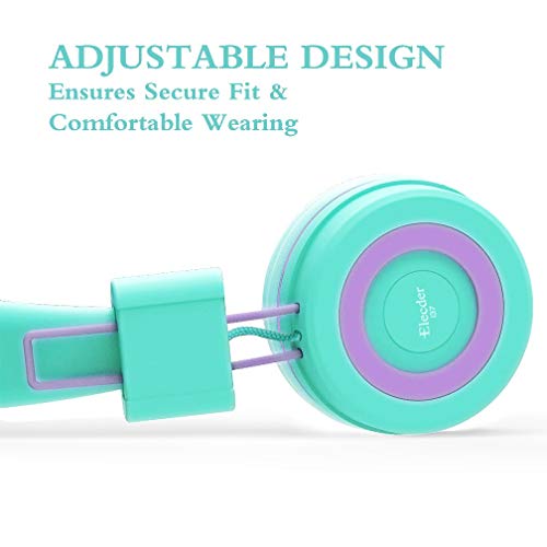 ELECDER i37 Kids Headphones for School Children Girls Boys Teens, Green | Foldable Adjustable Lightweight, 3.5mm Audio Jack On Ear Headphones for Smartphones Chromebook Computer PC Tablets Travel - color: Green