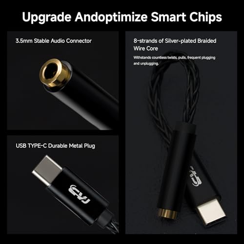 CVJ USB C to 3.5mm Audio Adapter, USB C to Aux with CX31993 DAC Chip