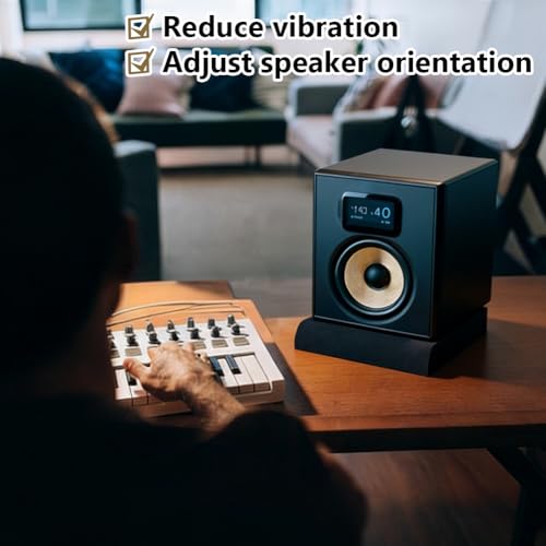 2 Pairs Studio Monitor Sound Isolation Pads Subwoofer Stand | High-Density Acoustic Foam for Vibration & Noise Reduction, Angled Speaker Riser for Home Studio, Desktop Speakers