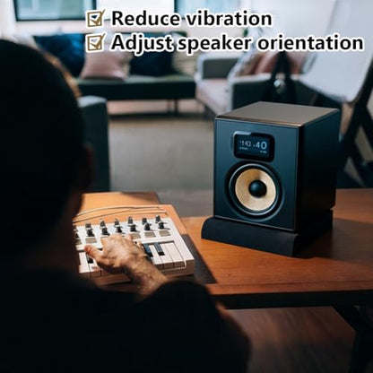 2 Pairs Studio Monitor Sound Isolation Pads Subwoofer Stand | High-Density Acoustic Foam for Vibration & Noise Reduction, Angled Speaker Riser for Home Studio, Desktop Speakers