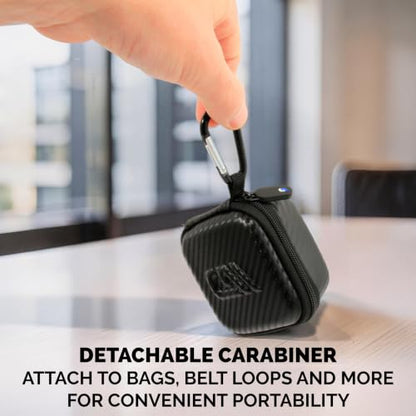 CASEMATIX Hard Carrying Case Compatible with Timekettle W4 Pro AI Interpreter Earbuds - EVA Travel Case with Elastic Strap, Carabiner for Translation Earbuds, Case Only