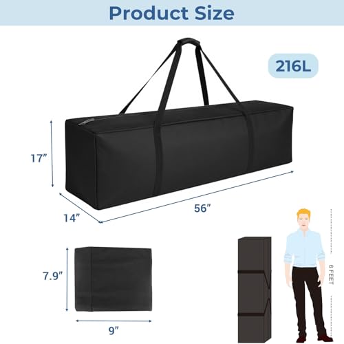 COOLBEBE 56" Sports Duffle Bag - 216L Extra Large Travel Duffel Luggage Bag | Upgrade 2-way Lockable Zippers, Heavy Duty Waterproof Long Duffle Bag for Tent Pole Camping Outdoor Moving (Black 56inch) - size: 56" x 14" x 17"