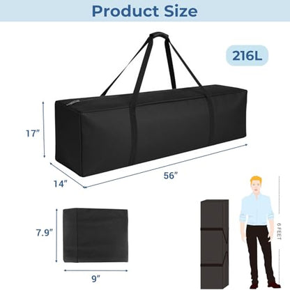 COOLBEBE 56" Sports Duffle Bag - 216L Extra Large Travel Duffel Luggage Bag | Upgrade 2-way Lockable Zippers, Heavy Duty Waterproof Long Duffle Bag for Tent Pole Camping Outdoor Moving (Black 56inch) - size: 56" x 14" x 17"
