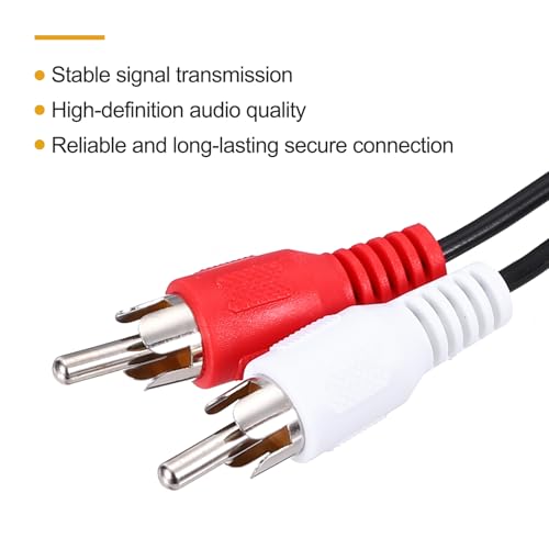 uxcell 8 Inch Open Red/White RCA 2-Male Plug Jack Connector Adapter to Bare Wire Open End Audio Video RCA Cable for Amplifier Speaker Wire Pack of 2