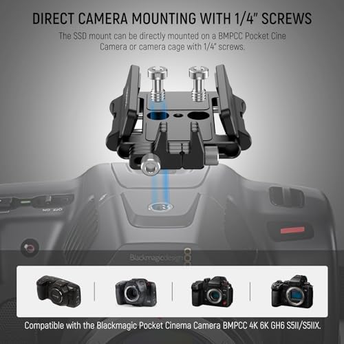 NEEWER Mount Bracket SSD Holder with Cold Shoe Cable Clamp, UA035 | 1.6"-2.6" Compatible with Samsung T5 T7 Sandisk SSD SmallRig BMPCC 4K 6K Cage iPhone 17 16 15 Pro Max Phone Cage - style: UA035