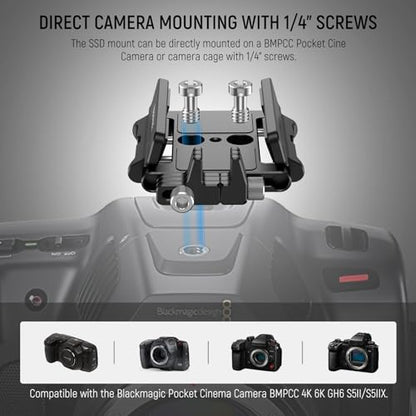 NEEWER Mount Bracket SSD Holder with Cold Shoe Cable Clamp, UA035 | 1.6"-2.6" Compatible with Samsung T5 T7 Sandisk SSD SmallRig BMPCC 4K 6K Cage iPhone 17 16 15 Pro Max Phone Cage - style: UA035