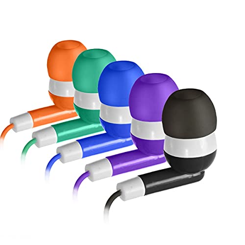 Keewonda Bulk Earbuds 50 Pack for Classroom Wholesale Earbuds Headphones Wired Stereo Earphones Multi Color for Kids Toddlers Teen at School Library Room Homeschool Online Teaching - color: 50 pack Multi