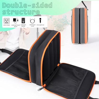 Microphone Case,Wireless Microphone Bag,Portable Storage Case | 8 Slots Mic Carrying Box Bags-Travel Adjustable Foam Box,Fits Singing,Karaoke,Party(Bag Only)