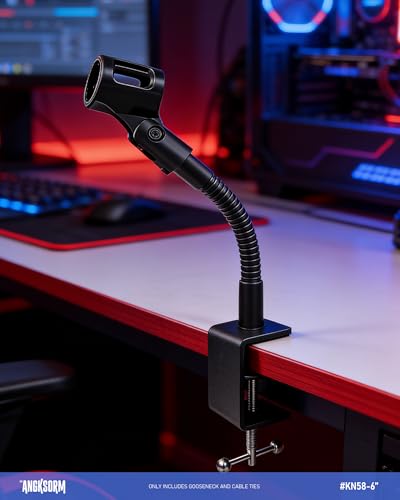 6-Inch Flexible Microphone Gooseneck KN58, 5/8-27 Mic Stand Arm | Compact flexible extension arm, 5/8-27 male and female threads, for close-range mic positioning on stands, desks, and podiums - size: 6-INCH