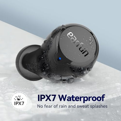 EarFun Free 2S Wireless Earbuds, Bluetooth Earbuds with Deep Bass | 4 Mics for Clear Call, Customizable EQ App, IPX7 Waterproof in-Ear Headphones, 30H Playtime, Wireless Charging - color: Black