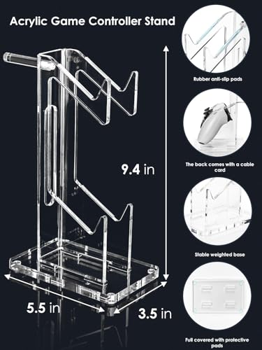 OAPRIRE Headset and Controller Stand, Space-Saving 2 Tier Game Controller Holder, Acrylic Controller and Headset Stand for Desktop, Universal Design Compatible with PS5/PS4/Xbox/Switch (Crystal Clear) - color: Clear, size: 2 Tier-without lights