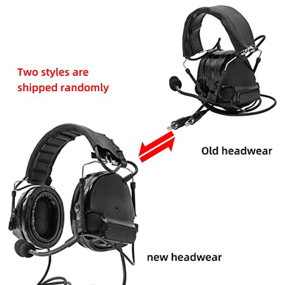 HEARFALCOM Dual Communication Tactical Headset with PTT Adapters U94 PTT Compatible with UV-5R, UV-82 Walkie Talkie Suitable for Airsoft Sports, Hunting, Hearing Protection(BK) - color: Black