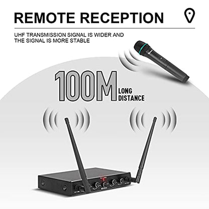 D Debra Audio AU400 Pro UHF 4 Channel Wireless Microphone System - color: with 2 Handheld & 2 Bodypack (B)