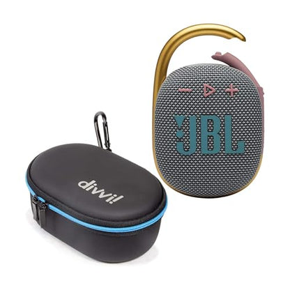 JBL Clip 4 Portable Bluetooth Speaker (Gray) + Bundle with divvi! Protective Hardshell Case (Black) - color: Gray