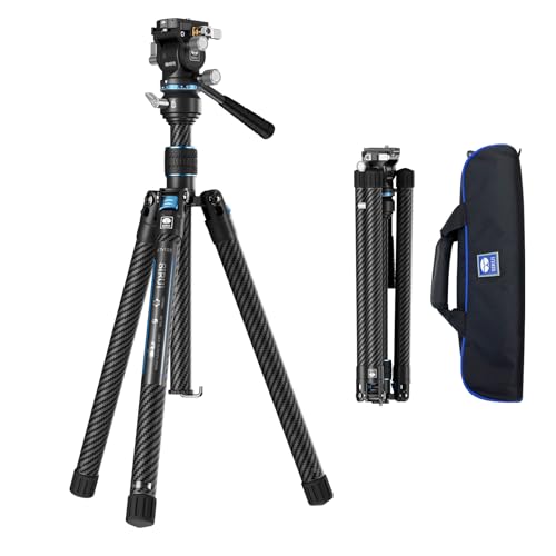 SIRUI Traveler Air-L Carbon Fiber Travel Video Tripod, Fluid Head, 61" | 8° Leveling Base, 11LB Load, 360° Pan, ±90° Tilt, 2S Quick Release Leg, Reversible Column, Hiking, Vlogging - style: Fluid Head Travel Tripod