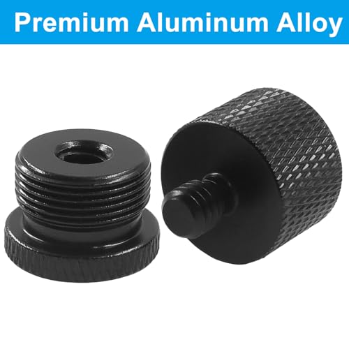 Black Microphone Stand Adapter, 5/8 to 1/4 and 1/4 to 5/8 Screw Adapter for Microphone Stand Mount, Camera Mount Tripod