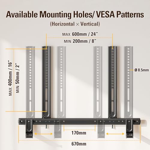 Mounting Dream Soundbar Mount, Heavy Duty Soundbar TV Bracket up to 26.5lbs | Sound Bar Mount for Soundbars with/ without Holes, Height & Level Adjustment, No-Slip Base Holder Extends 3.44”-6.06”, MD5428 - size: Soundbar Mount Up to 26.5 lbs