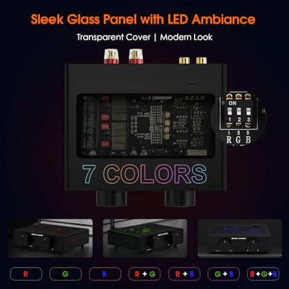 Douk Audio A5 2 Channel TPA3255 Stereo Amp, 300 Watts x2 Mini Hi-Fi Audio Power Amplifier Class D for Home Theater System, Passive Bookshelf Tower Speakers with High-Pass Filter + 32V Power Supply