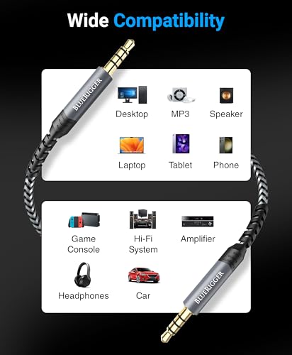 BlueRigger 3.5mm TRRS Audio Cable - (6FT, 4-Pole Male to Male AUX Cord, 1/8" inch TRRS Jack, HiFi Stereo, 4 Conductor Auxiliary Cord) - Compatibility with Phone, Tablet, Car Stereo, Headphones - size: 6FT, style: TRRS