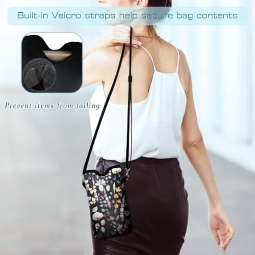 Cell Phone Sleeves Bag Case Crossbody Neoprene Holder Lanyard Phone Pouch for Women Men 7.5 X 4.5 Inches - Flowers - color: Flowers