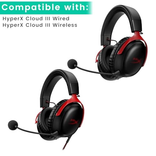 Mic for HyperX Cloud III & Cloud 3 Wired Wireless Gaming Headsets, 3.5mm | Detachable Noise Cancelling Microphone Boom for PC, Xbox One, PS4, PS5