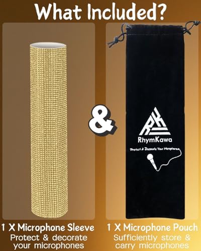 Champagne Gold Crystal Wireless Mic Cover for Universal Handheld | Sparkly Fits Wireless SM58, Beta58, Senheiser G2/G3/G4 Series and More, Elegant Rhinestone Shine For Weddings And Ceremonies - color: Bronze