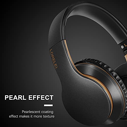 LORELEI X6 Over-Ear Headphones With Microphone, Lightweight Foldable & Portable Stereo Bass With 1.45M No-Tangle Wired for Smartphone Tablet MP3/4 (Black-Gold) - color: Black-Gold