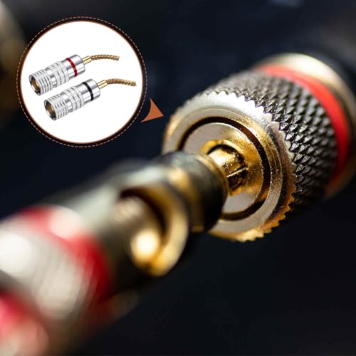 MECCANIXITY 6 Pcs Flex Pin Banana Plugs, 8.5mm (5/16") Banana Plug Jack Socket, 2mm Gold Plated Banana Plugs for Spring Loaded Terminals, Speaker Wire, Glossy