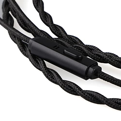 Linsoul Tripowin Zombur 4N OFC in Ear Monitor Cable, 3.5mm Plug, 1.25m | High Purity Oxygen Free Cable HiFi Wired IEM Cable, Cotton Yarn Outer Layer, for Musician Audiophile, w/ Mic, Recessed 2pin - size: Recessed 2-Pin, style: With Mic