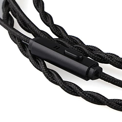 Linsoul Tripowin Zombur 4N OFC in Ear Monitor Cable, 3.5mm Plug, 1.25m | High Purity Oxygen Free Cable HiFi Wired IEM Cable, Cotton Yarn Outer Layer, for Musician Audiophile, w/ Mic, Recessed 2pin - size: Recessed 2-Pin, style: With Mic