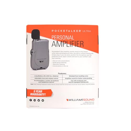 Williams Sound PockeTalker Ultra DUO Sound Amplifier with Headphone & Earbud
