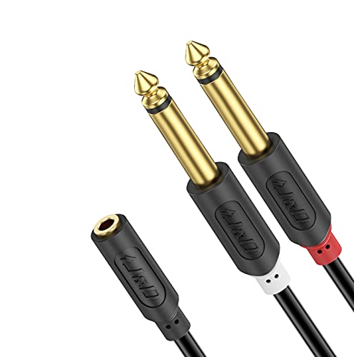 J&D 3.5mm to Dual 1/4 TS Stereo Breakout Cable, Gold Plated Audiowave Series 3.5mm 1/8 inch TRS Female to 2X 6.35mm 1/4 inch TS Male Mono Audio Cable Splitter for Spekers, Amplifiers, Mixs, 3 Feet - size: 3 Feet