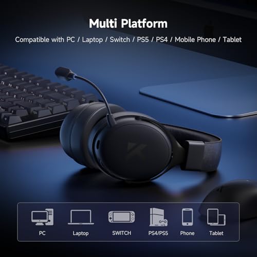 MCHOSE V9 PRO Wireless Gaming Headset 7.1 Surround Sound for PS5 PS4 PC SWITCH TOPSPEED Gaming Headphones with Noise Canceling Mic, 250Hr Battery, Low 15ms Latency, Lightweight, BT 5.3 FPS Games Black - color: V9PRO-Black
