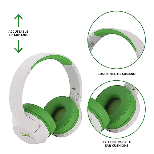 Altec Lansing Kid Safe Noise Cancelling Wireless Headphones 15H Battery, 85dB Volume Limit, Foldable Design Powerful Sound, Active Noise Cancellation Perfect for Kids Ages 7+ - color: Whiteout Funky Green