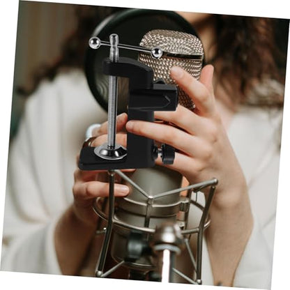 LIOOBO Adjustable Mic Arm Desk Mount with Sturdy Metal Base Clamp Holder for Podcasting Recording and Streaming Easy Installation and Slip Design