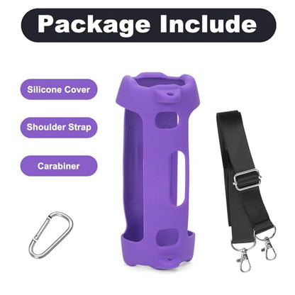 Silicone Cover Case Compatible with Charge 6 Portable Bluetooth Speaker, Portable Protective Travel Case with Shoulder Strap and Carabiner for Charge 6 Wireless Speaker Accessories (Purple)