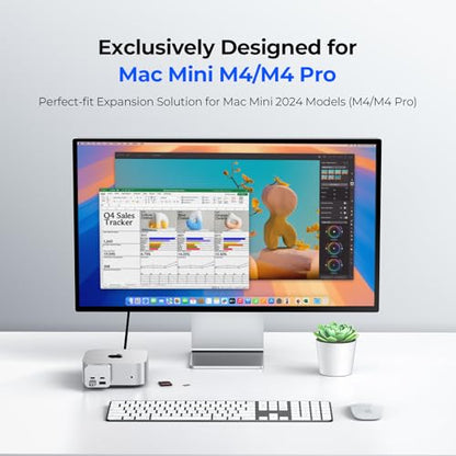 MiniPack Expansion Dock for Mac mini M4 | 6-Port USB-C Hub with Dual 10Gbps Adapters, 2 * 10G USB-C/ 2 * 10G USB-A/SD TF 3.0 Card Reader | High-Speed Data Transfer & Multi-Device Connectivity - color: Light gray