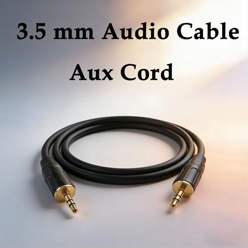 Male to Male 3.5 mm Audio Cable with Gold-Plated Aux Cord for Headphones, Car,loptop， TV, iPhone ， Stereo Speaker & More (Black, 3 FT) - size: 3 FT