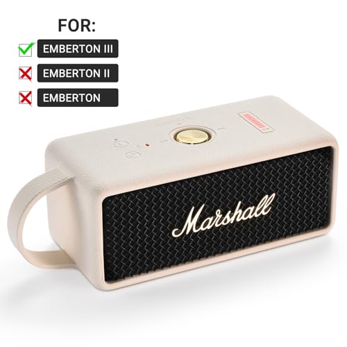 Silicone Case for Marshall EMBERTON III Portable Bluetooth Speaker,Soft Silicone Protective Case Compatible with Marshall EMBERTON III Portable Bluetooth Speaker (White) - color: White