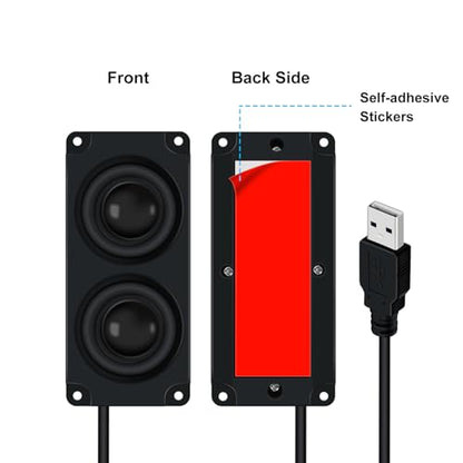 USB Desktop Speakers Dual Output 3W Mini USB Multimedia Bookshelf Speakers 20KHz 30KHz Active Desktop Speakers for Gaming, Music, Computers, Phones, MP3, MP4 (Black, 0.7 m)