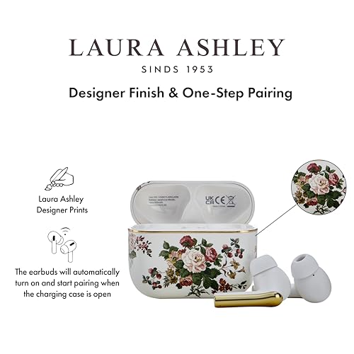 Laura Ashley Rosemore TWS Wireless Earbuds - Skylark Rechargeable Ear Buds - color: Rosemore Wireless Earbuds