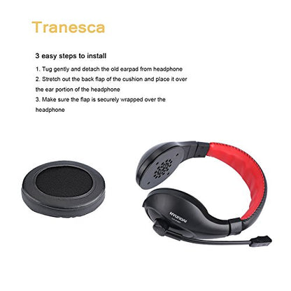 Tranesca Leather Replacement earpad/Ear Cushion/Ear Cover for ATH M50X, SteelSeries Arctis, HyperX Cloud & Alpha Big OVEREAR Headphones (Fits a Great Variety of Headphones) - Black