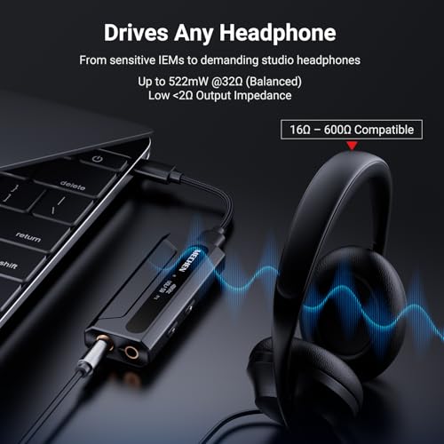 MECHEN AP10 USB DAC 동글 3.5mm/4.4mm HiFi Amp 밸런스 블랙 | ES9028Q2M+ES9603Q 칩셋, PCM384K/DSD256, 4.4mm 밸런스 522mW@32Ω, 3.5mm SE 111mW, SNR 120dB, 아이폰/안드로이드용 USB-C