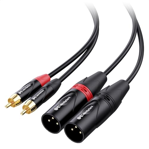 Cable Matters Dual RCA to XLR Cable, Dual RCA Male to Dual XLR Male, 10ft | Unbalanced Stereo Interconnect Cable, M-M, for Receivers, Amplifiers, Mixers, Powered Speakers, and Subwoofers - size: 10 ft